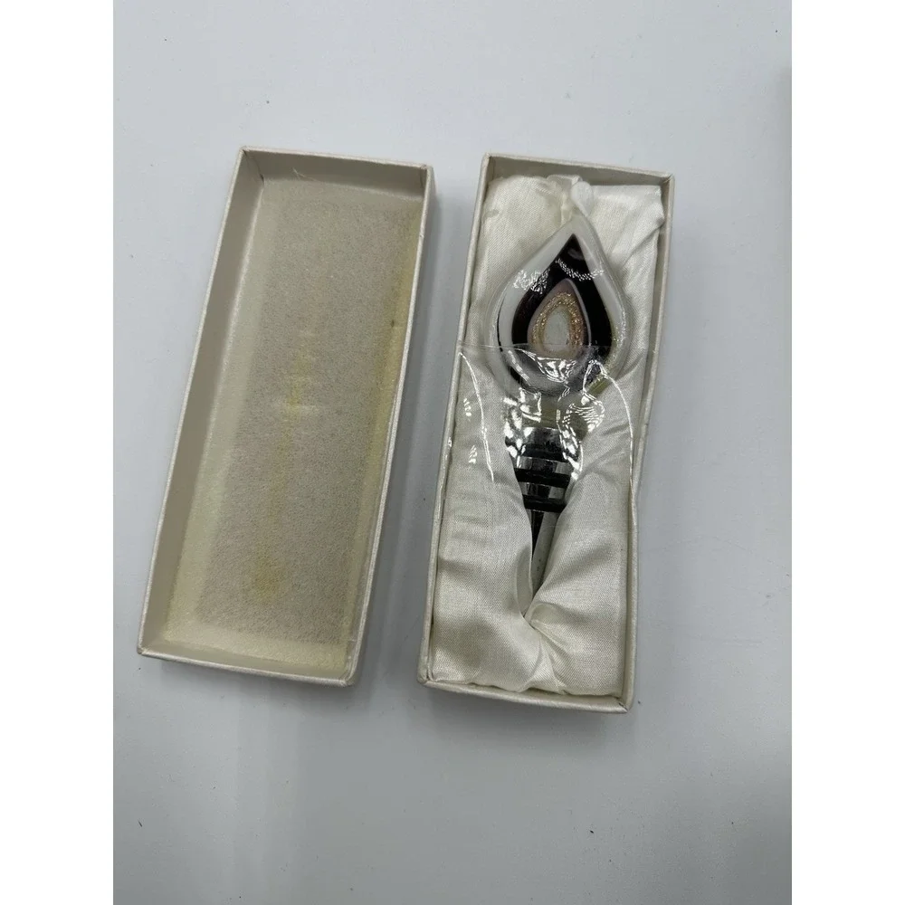Vintage Murano Style Art Glass‎ Wine Bottle Stopper Gold Aventurine Teardrop